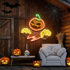Mummy Pumpkin Halloween Artwork Led Neon Sign Light