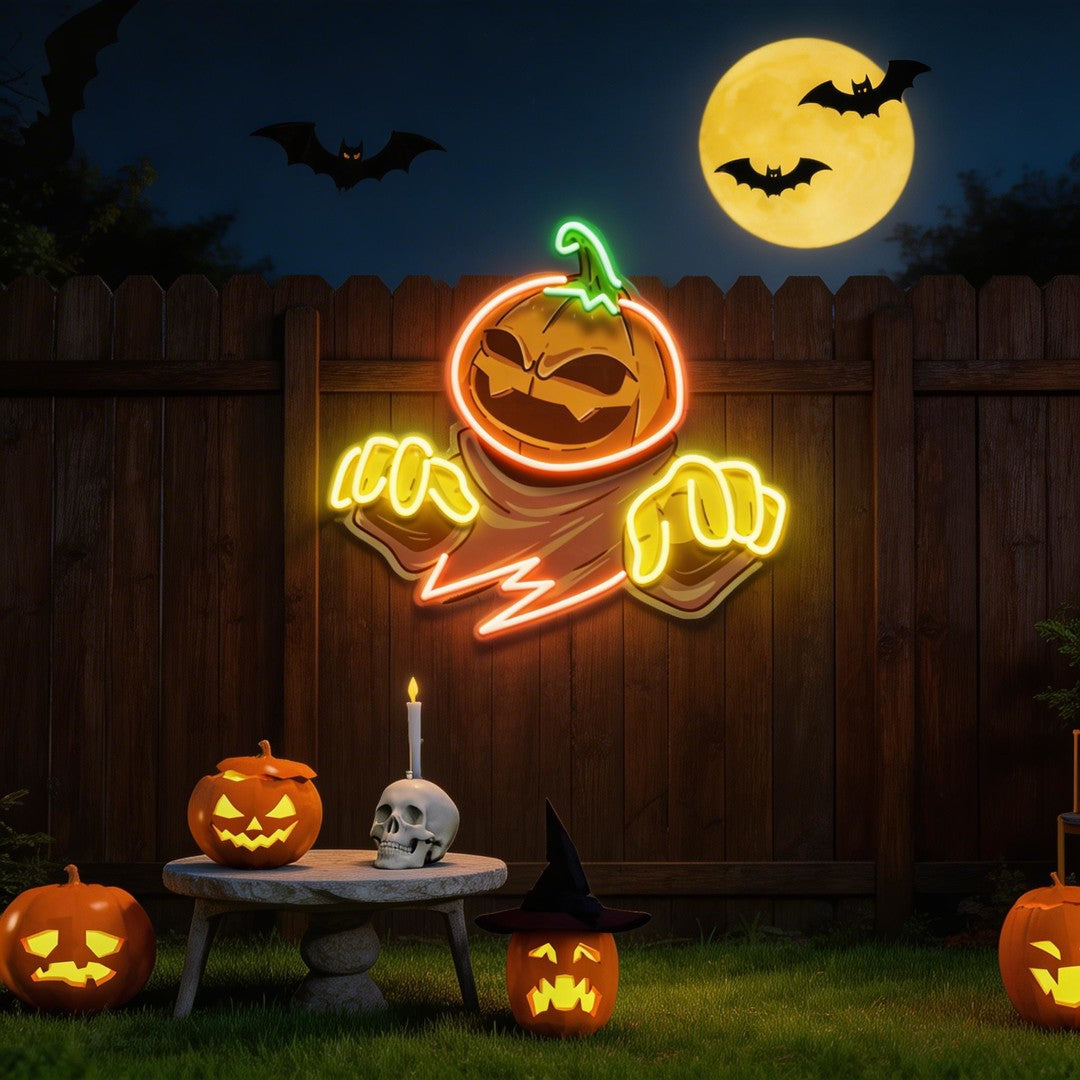 Mummy Pumpkin Halloween Artwork Led Neon Sign Light
