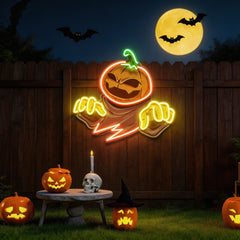 Mummy Pumpkin Halloween Artwork Led Neon Sign Light