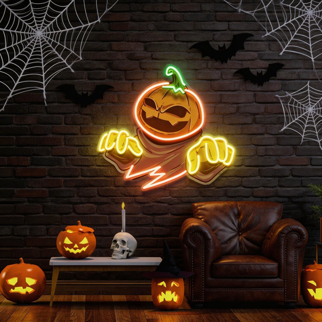 Mummy Pumpkin Halloween Artwork Led Neon Sign Light