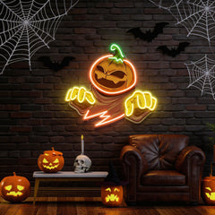 Mummy Pumpkin Halloween Artwork Led Neon Sign Light