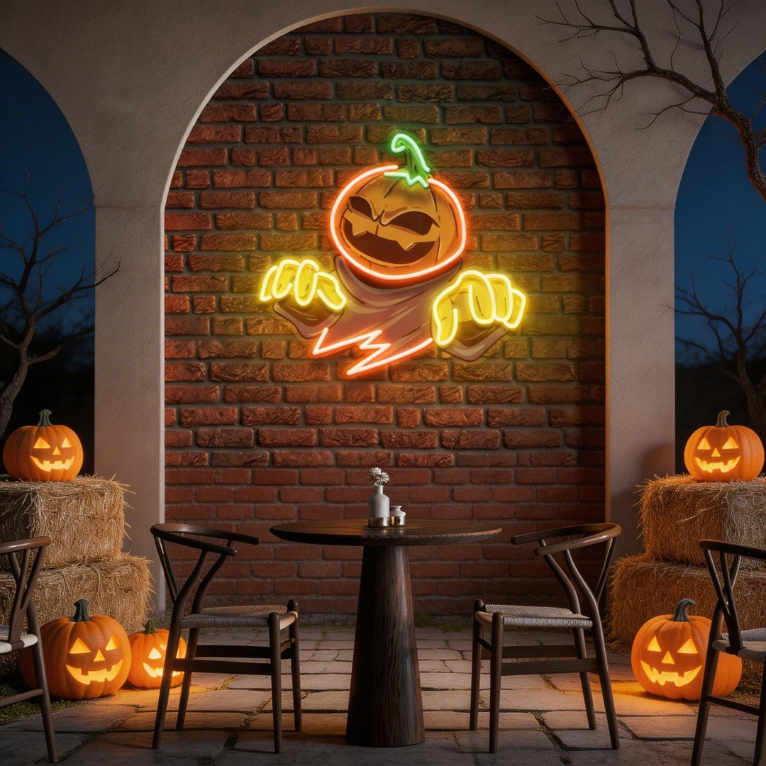Mummy Pumpkin Halloween Artwork Led Neon Sign Light