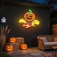 Mummy Pumpkin Halloween Artwork Led Neon Sign Light