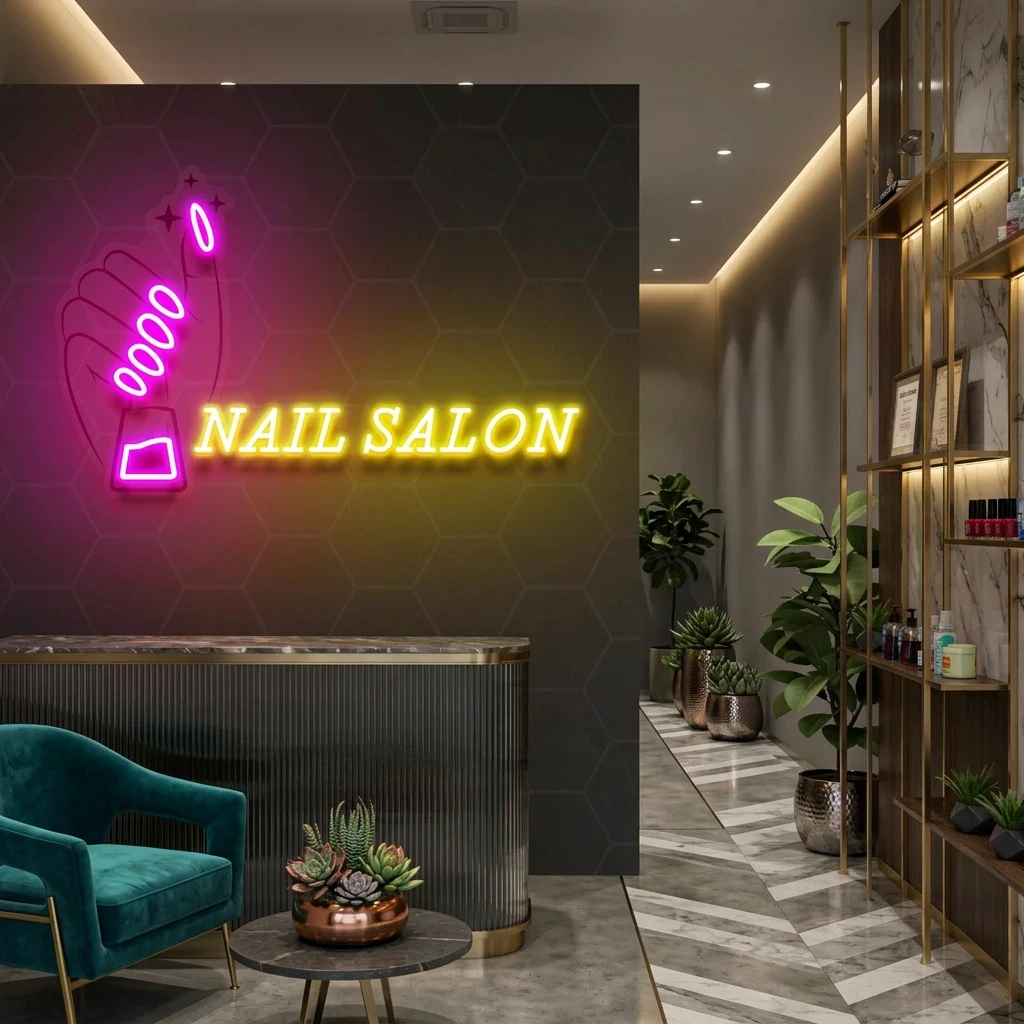 Nail Salon 1 Artwork Led Neon Sign Light, Nail Salon Decoration