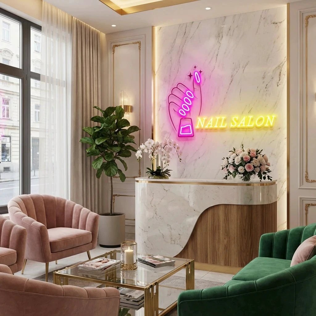 Nail Salon 1 Artwork Led Neon Sign Light, Nail Salon Decoration