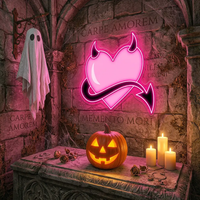 Pink Devil Heart Neon Sign – LED Wall Light for Bedroom, Bar & Party Décor