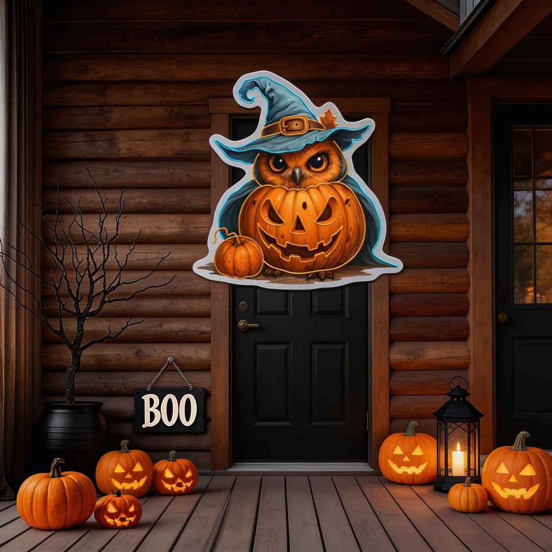 Halloween Owl Pumpkin Neon Sign – LED Wall Light for Spooky Home & Party Décor