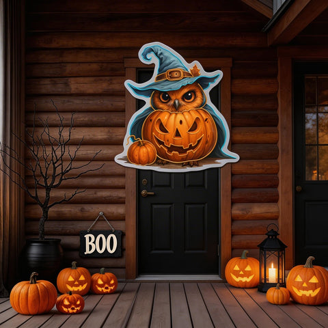 Halloween Owl Pumpkin Neon Sign – LED Wall Light for Spooky Home & Party Décor