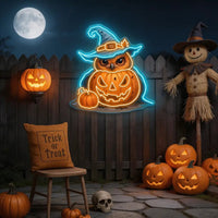 Halloween Owl Pumpkin Neon Sign – LED Wall Light for Spooky Home & Party Décor
