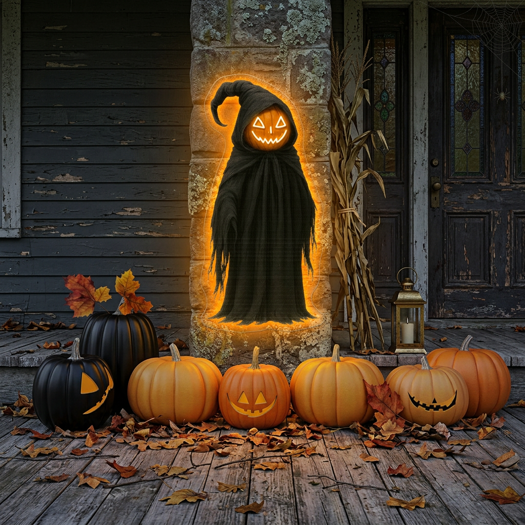 Halloween Grim Pumpkin Neon Sign – Spooky LED Wall Light for Haunted Home & Party Décor