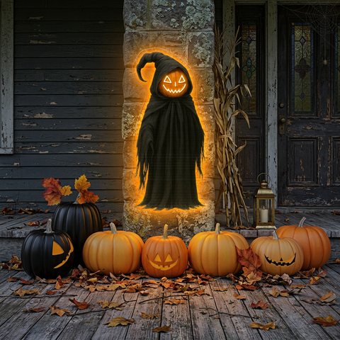 Halloween Grim Pumpkin Neon Sign – Spooky LED Wall Light for Haunted Home & Party Décor