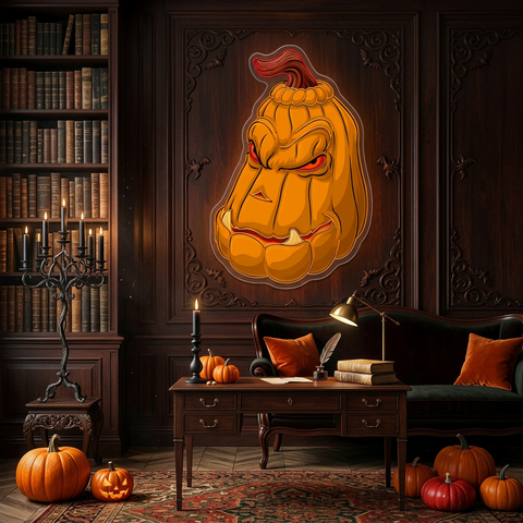 Evil Pumpkin Neon Sign – Scary Halloween LED Wall Light for Haunted House & Party Décor