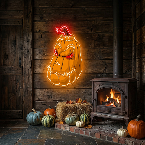 Evil Pumpkin Neon Sign – Scary Halloween LED Wall Light for Haunted House & Party Décor