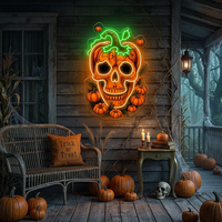 Pumpkin Skull Neon Sign – Creepy Halloween LED Wall Light for Haunted House & Spooky Party Décor