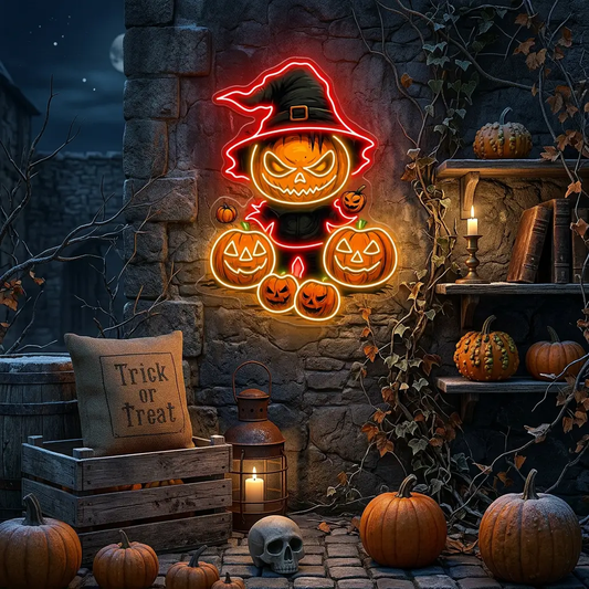 Witch Pumpkin Neon Sign – Spooky Halloween LED Light for Haunted House & Party Wall Décor