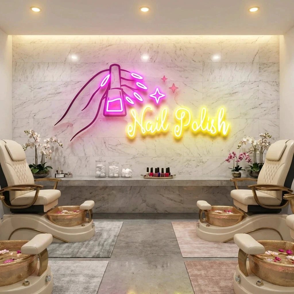 Nail Polish 1 Artwork Led Neon Sign Light, Nail Salon Decoration