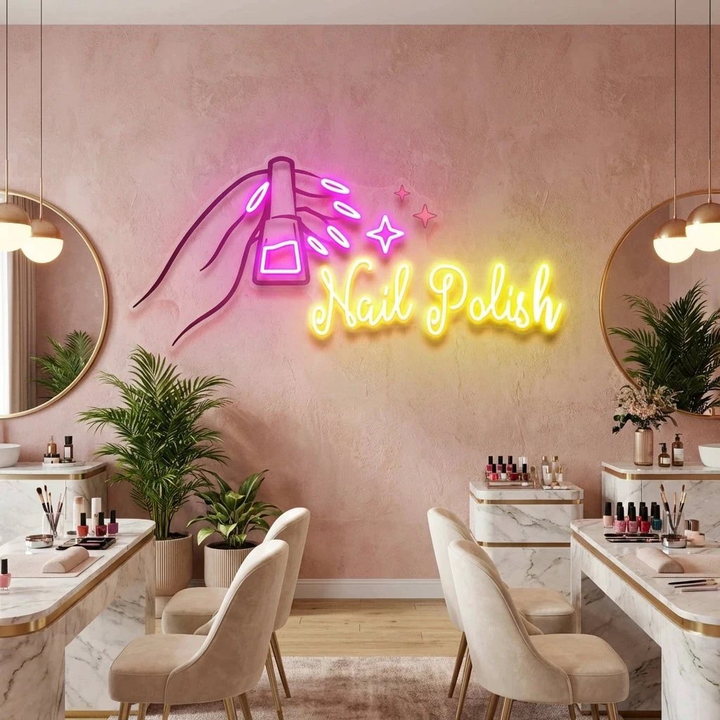 Nail Polish 1 Artwork Led Neon Sign Light, Nail Salon Decoration