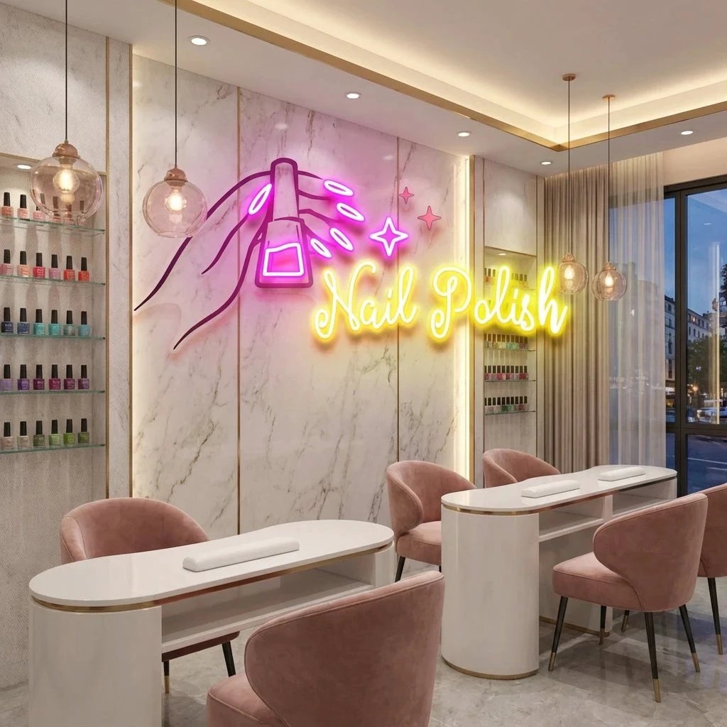 Nail Polish 1 Artwork Led Neon Sign Light, Nail Salon Decoration