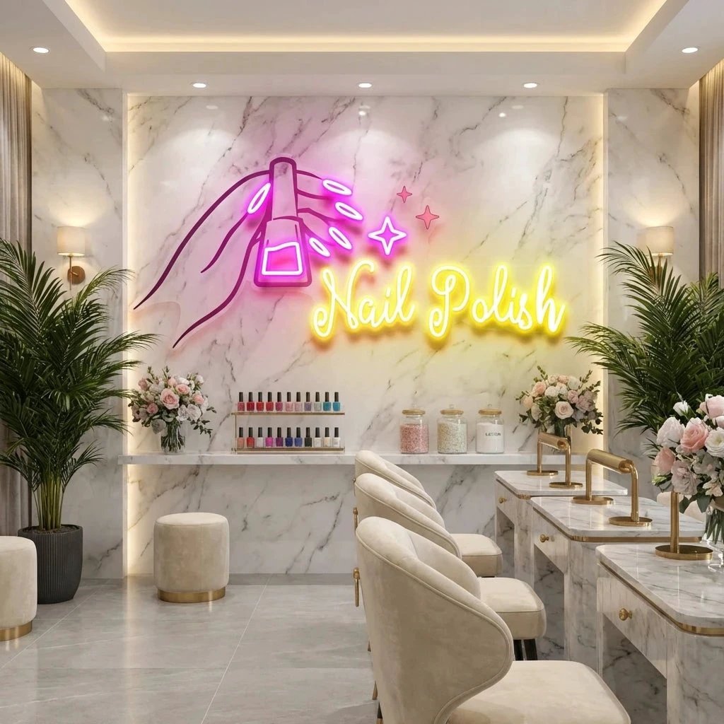 Nail Polish 1 Artwork Led Neon Sign Light, Nail Salon Decoration