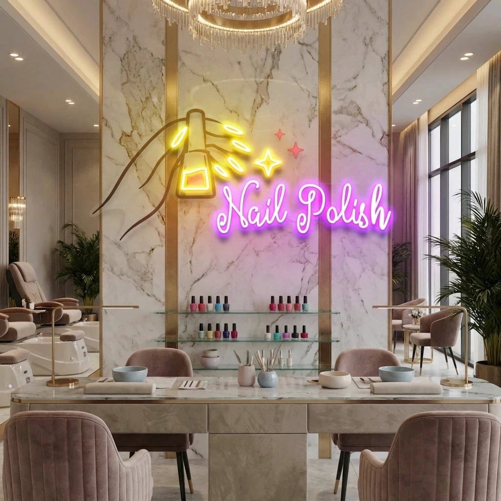 Nail Polish 1 Artwork Led Neon Sign Light, Nail Salon Decoration
