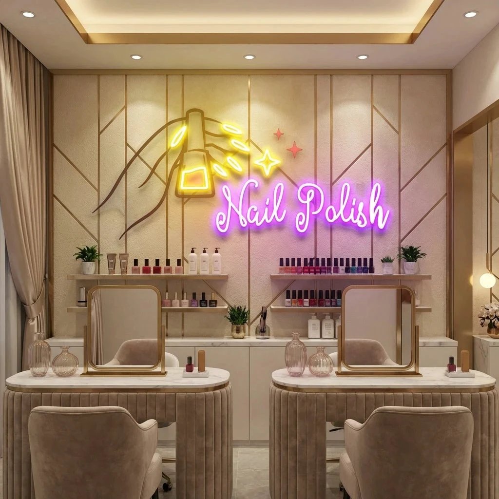 Nail Polish 1 Artwork Led Neon Sign Light, Nail Salon Decoration
