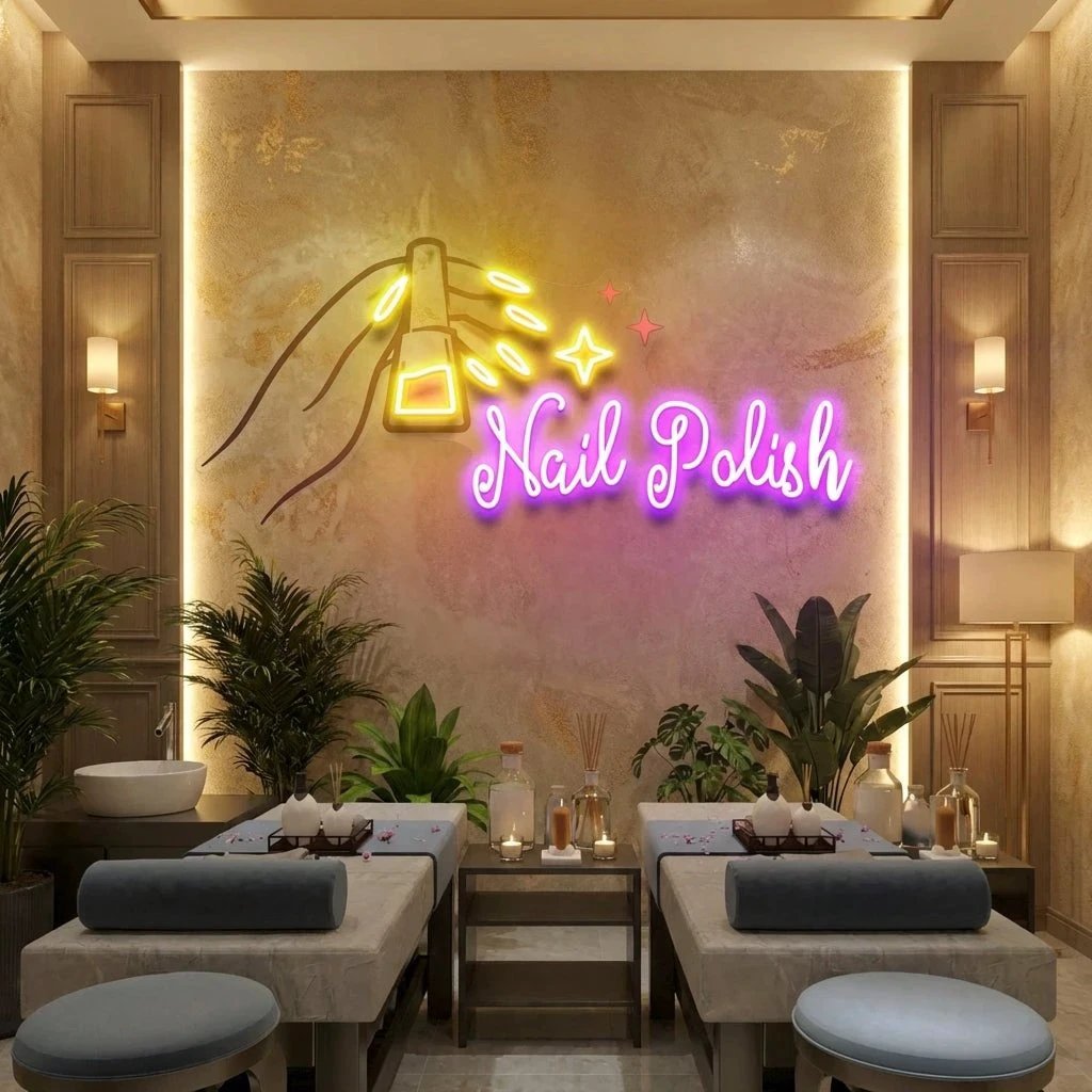 Nail Polish 1 Artwork Led Neon Sign Light, Nail Salon Decoration
