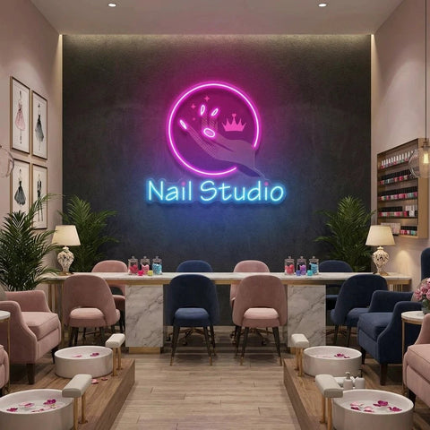 Nail Studio Artwork Led Neon Sign Light, Nail Salon Decoration