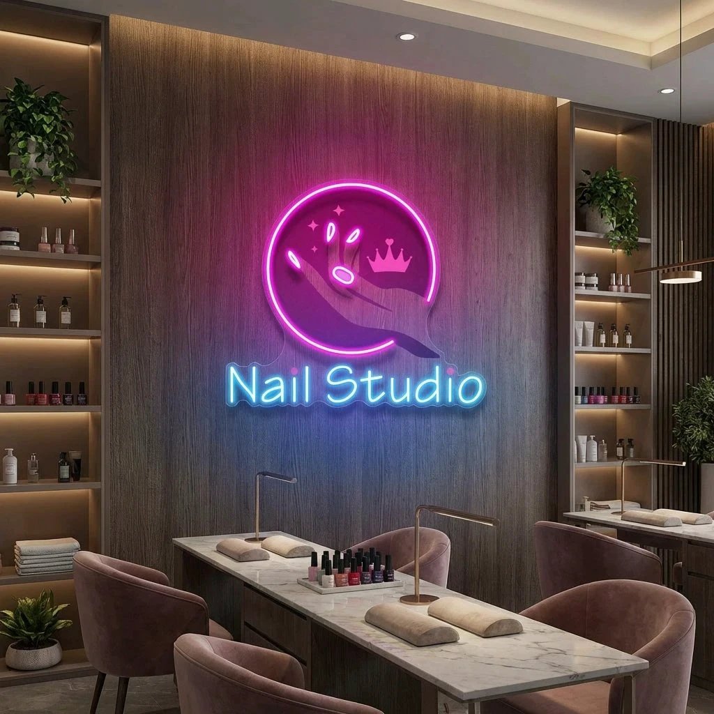 Nail Studio Artwork Led Neon Sign Light, Nail Salon Decoration