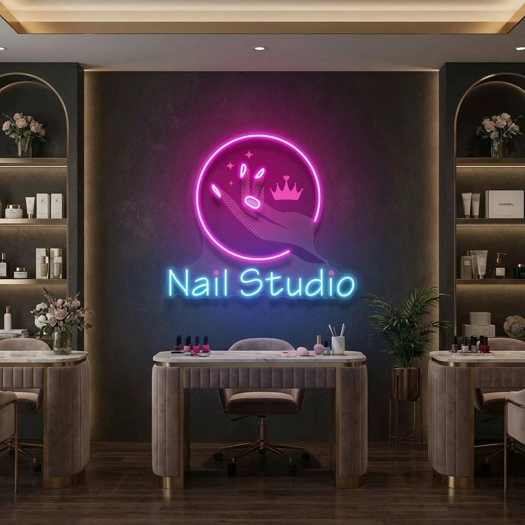 Nail Studio Artwork Led Neon Sign Light, Nail Salon Decoration