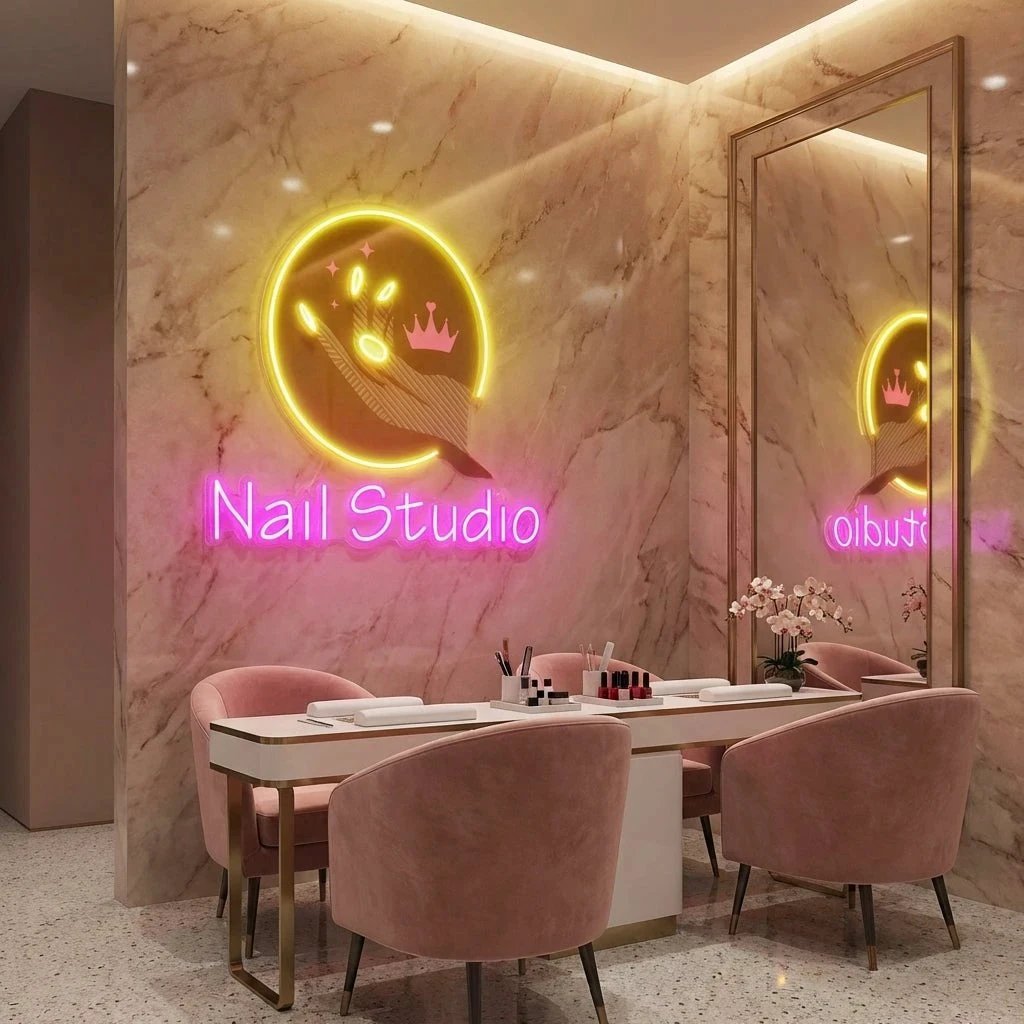 Nail Studio Artwork Led Neon Sign Light, Nail Salon Decoration