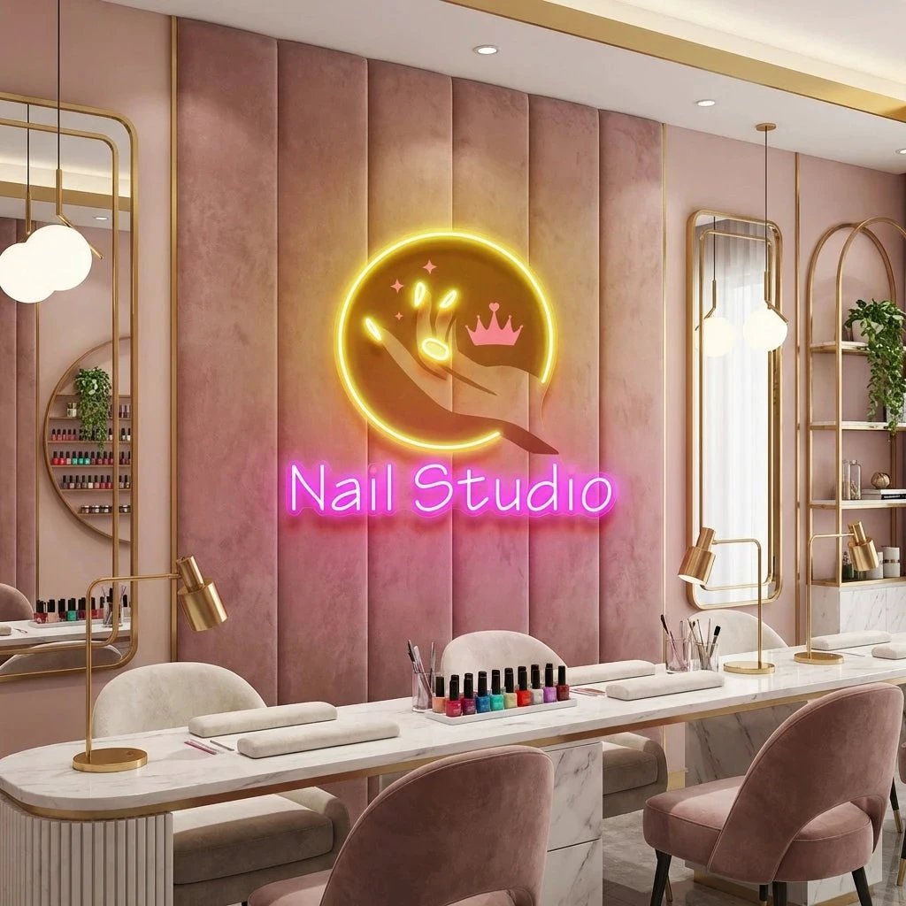 Nail Studio Artwork Led Neon Sign Light, Nail Salon Decoration