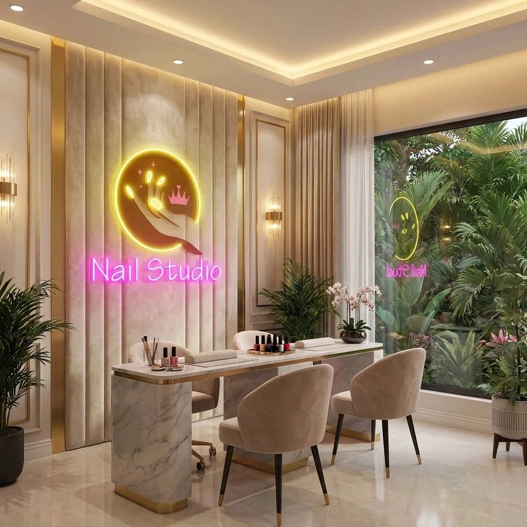 Nail Studio Artwork Led Neon Sign Light, Nail Salon Decoration