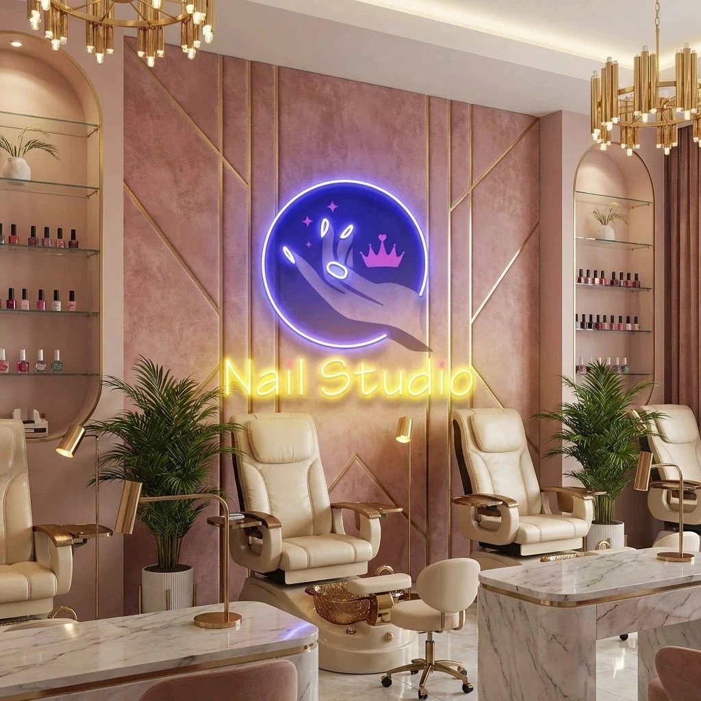 Nail Studio Artwork Led Neon Sign Light, Nail Salon Decoration