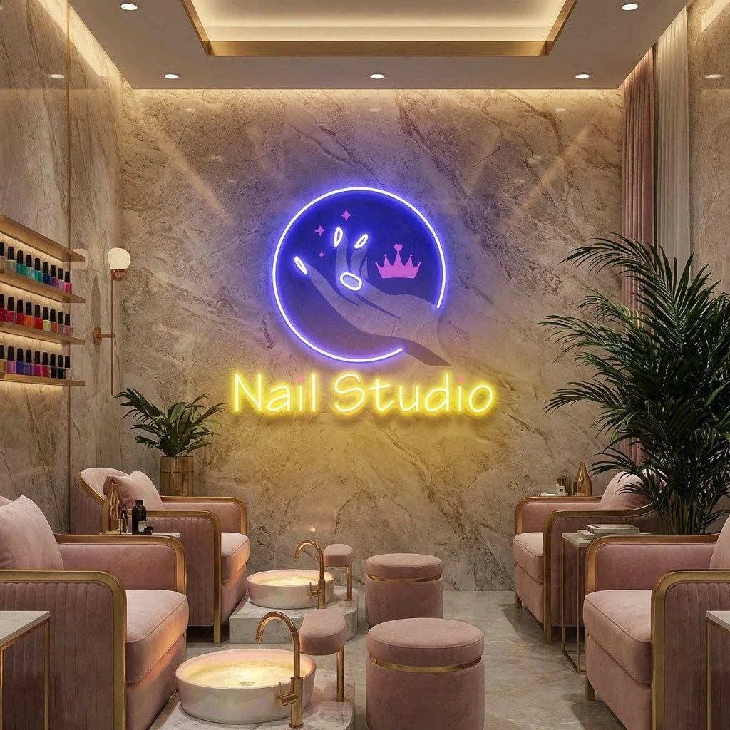 Nail Studio Artwork Led Neon Sign Light, Nail Salon Decoration