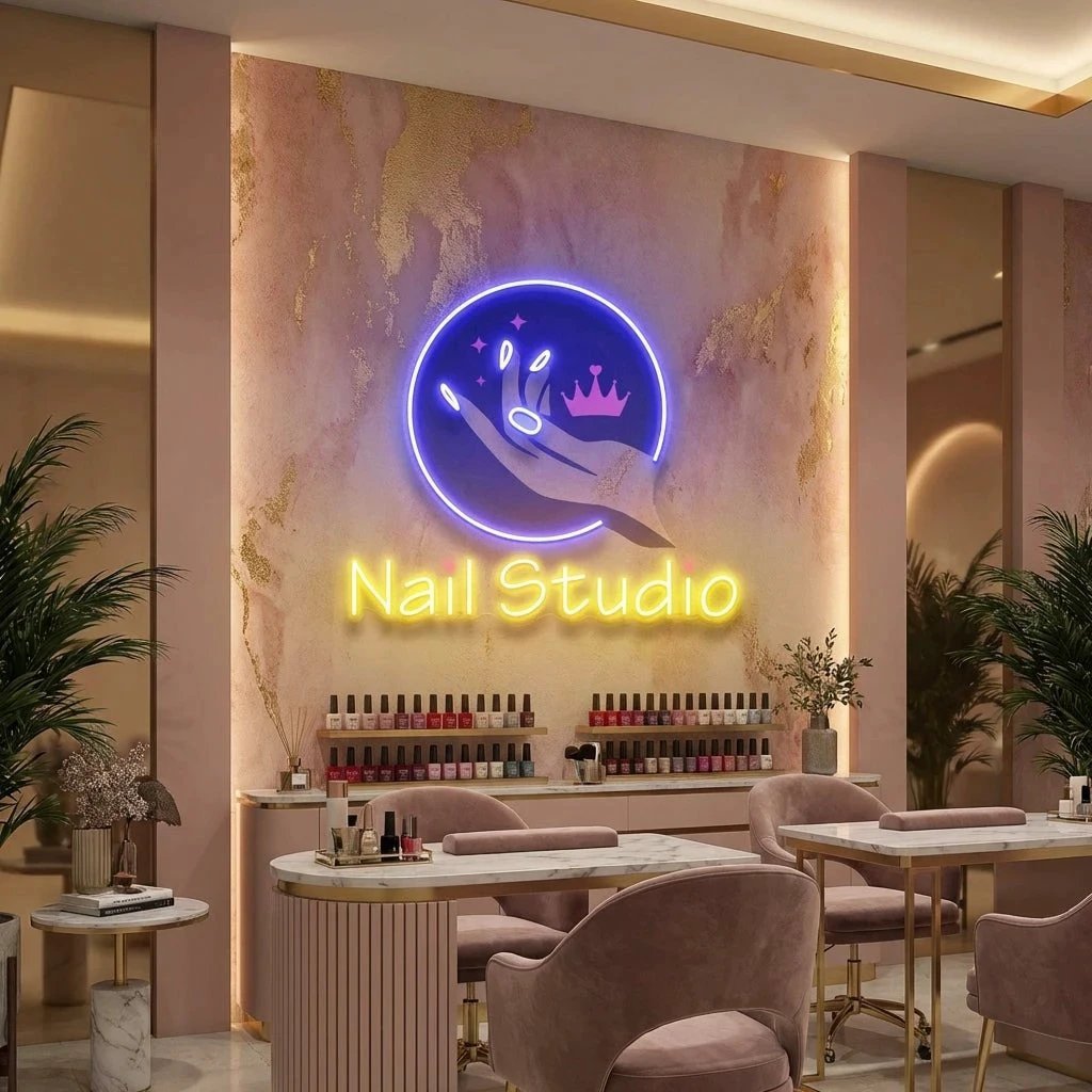 Nail Studio Artwork Led Neon Sign Light, Nail Salon Decoration