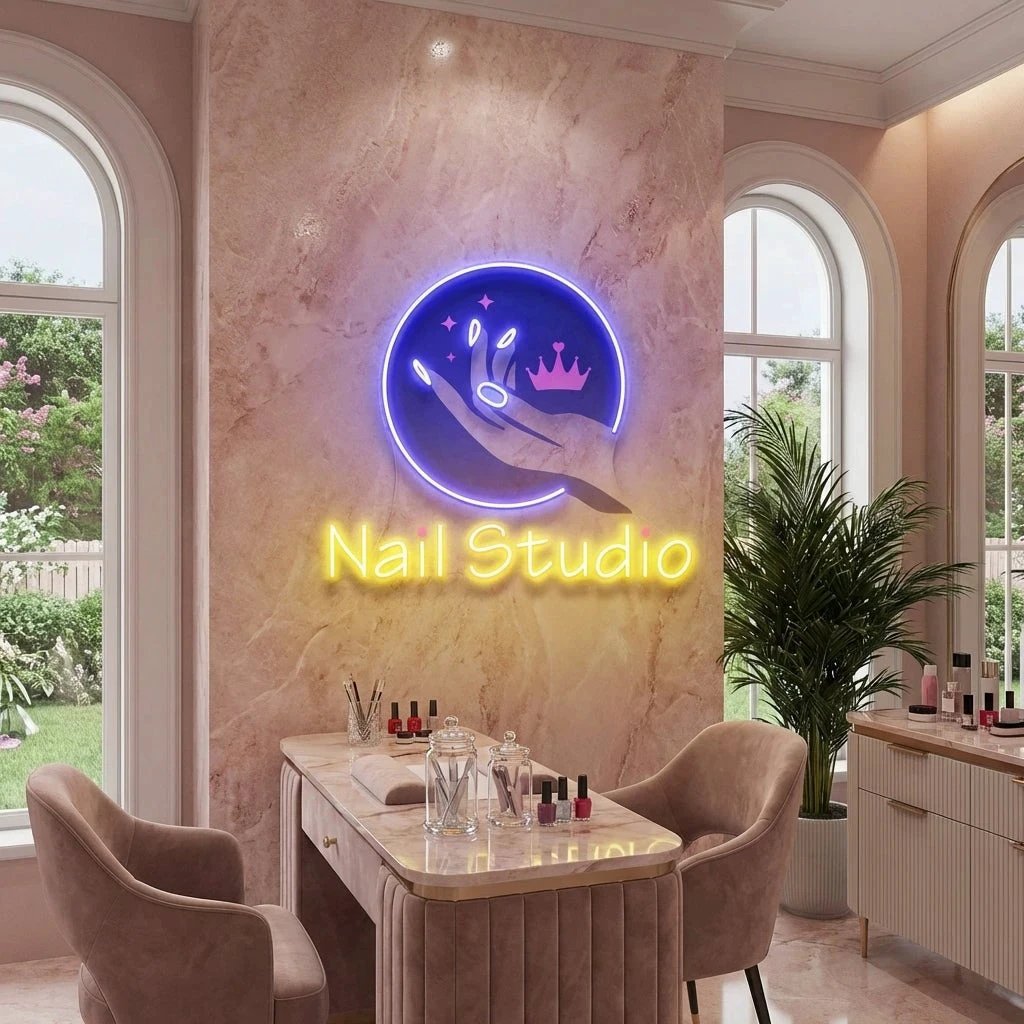 Nail Studio Artwork Led Neon Sign Light, Nail Salon Decoration