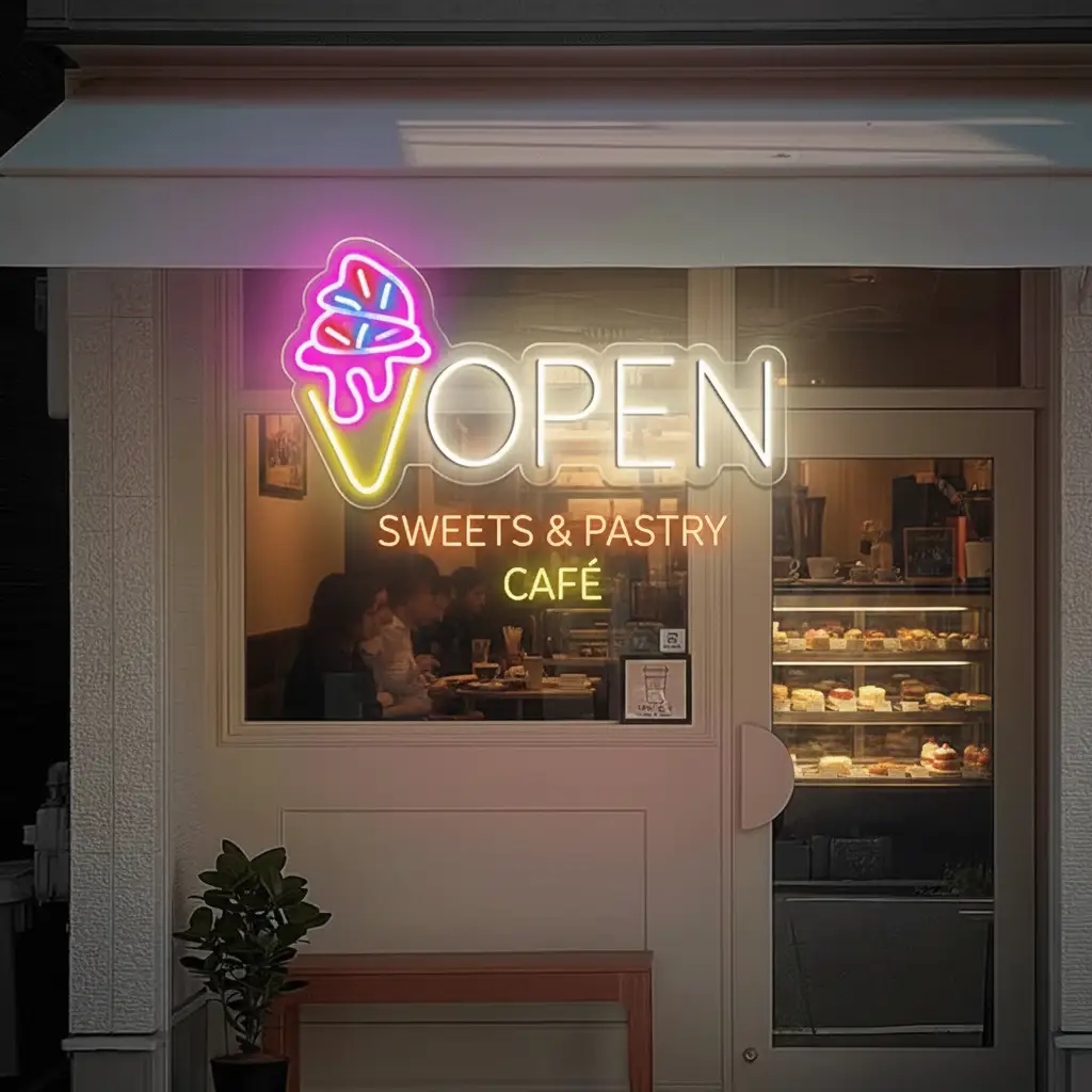 Neon Open Ice Cream Open Sign Custom Neon Sign