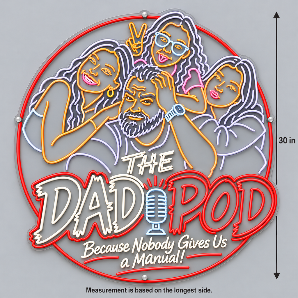 The Dad Pod Microphone Logo - Custom LED Neon Sign