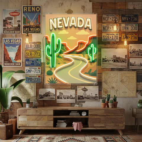 Nevada Route LED Neon Sign Light Pop Art