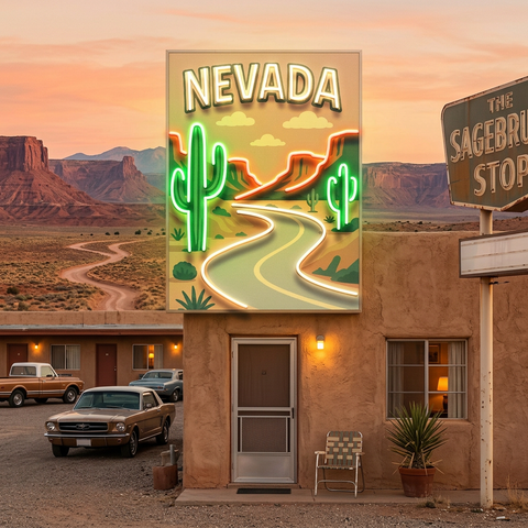 Nevada Route LED Neon Sign Light Pop Art