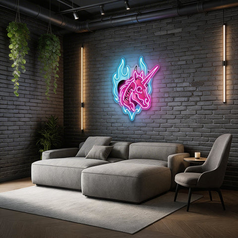Unicorn Skull Neon Sign – Gothic LED Wall Light for Halloween, Bars & Unique Home Décor