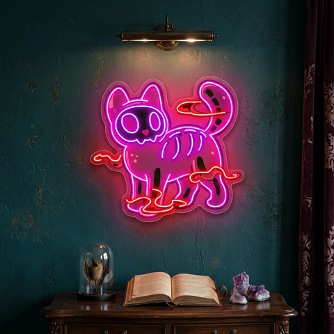 Spooky Cat Neon Sign – Halloween LED Wall Light for Home, Bars & Party Décor