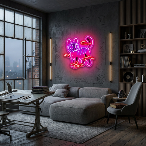 Spooky Cat Neon Sign – Halloween LED Wall Light for Home, Bars & Party Décor