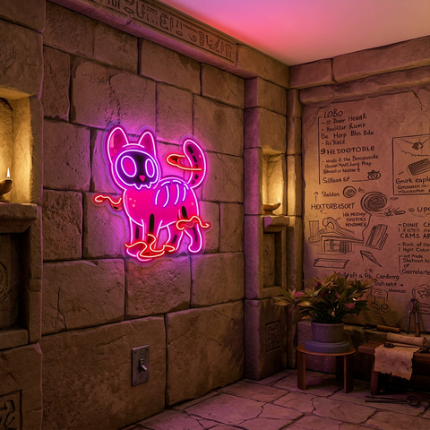 Spooky Cat Neon Sign – Halloween LED Wall Light for Home, Bars & Party Décor