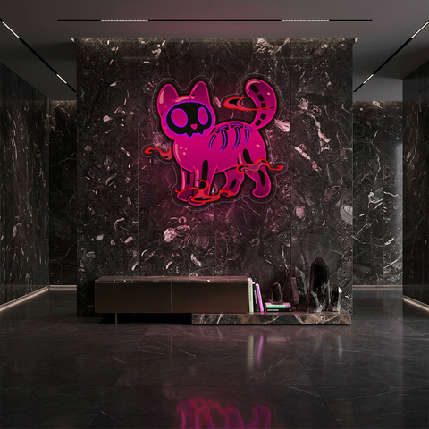 Spooky Cat Neon Sign – Halloween LED Wall Light for Home, Bars & Party Décor
