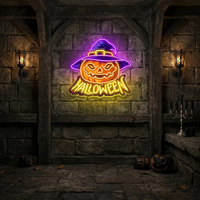 Pumpkin Witch Hat Neon Sign – Halloween LED Wall Light for Spooky Party & Home Décor