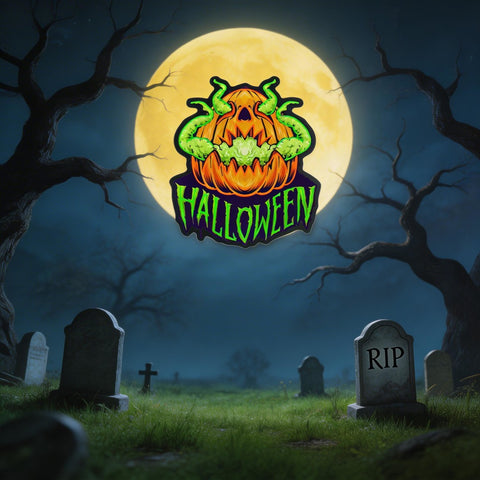 Evil Pumpkin Neon Sign – Green LED Halloween Wall Light for Spooky Home & Party Décor
