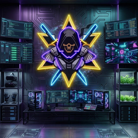 Ninja With Skull Mask LED Neon Sign Light Pop Art