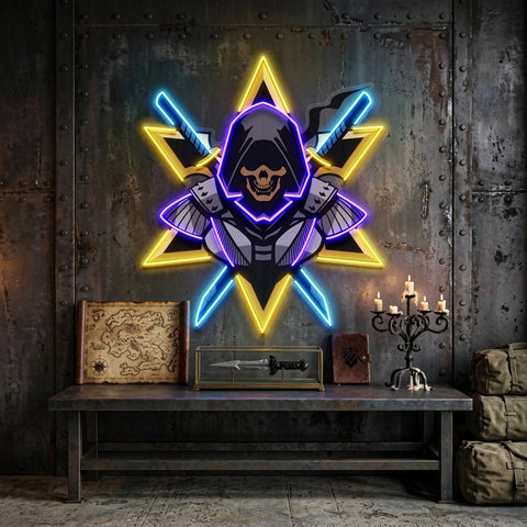 Ninja With Skull Mask LED Neon Sign Light Pop Art