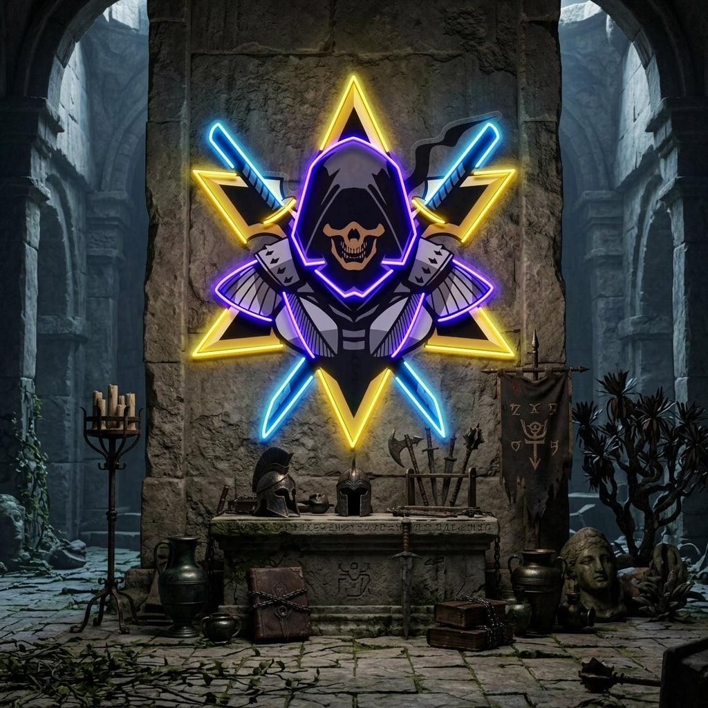 Ninja With Skull Mask LED Neon Sign Light Pop Art